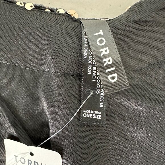 Torrid Sequin Ruana OS Black Gold Kimono Glam Party Holiday Plus - Picture 4 of 7